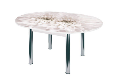 Стол круглый Бостон раздвижной, фотопечать Флоренс/белый/хром брифинг