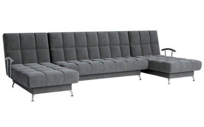 Диван Финка-2 п-образный с подлокотниками велюр серый