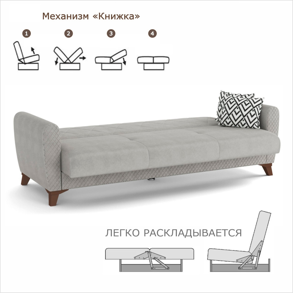 Диван-кровать 3-х местный Эдвин 2 думки велюр прага капучино
