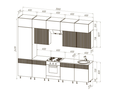 Кухонный гарнитур Оливия 3000 МДФ