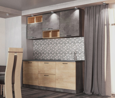 Кухонный гарнитур Loft 1,8м Камень темный/Дуб Ирландский