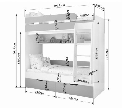 Двухъярусная кровать Юниор-5 Бодего + оранж