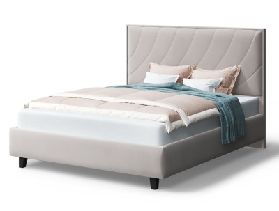 Кровать СОФИЯ 2000*1600мм (на опорах), велюр NEO 02 (бежевый), (б/основания, б/матраса)