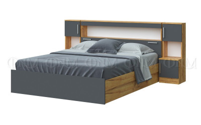Кровать Бася 1600 с надстройкой и с тумбами
