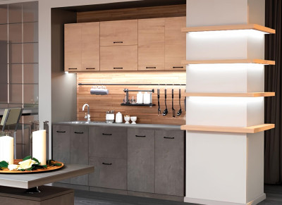 Кухонный гарнитур Loft 2.0м Камень темный/Дуб Ирландский