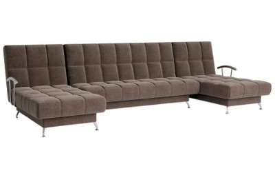 Диван Финка-2 п-образный с подлокотниками велюр шоколадный