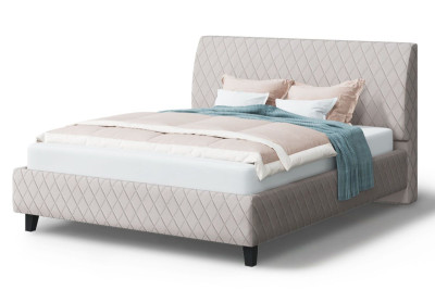 Кровать ХИЛТОН велюр NEO 02 бежевый (на опорах, б/основания, б/матраса)