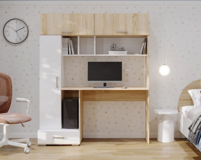 Письменно-компьютерный стол ПКС-1 дуб сонома/дуб сонома-белый глянец