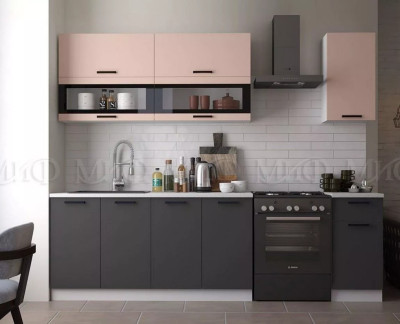 Кухонный гарнитур Техно 2,0м Пудра софт/Графит софт