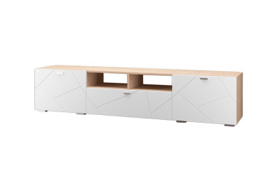 ТВ тумба Скайлайн, 1 ящ. 2 дв., дуб сонома светлый/белый шагрень