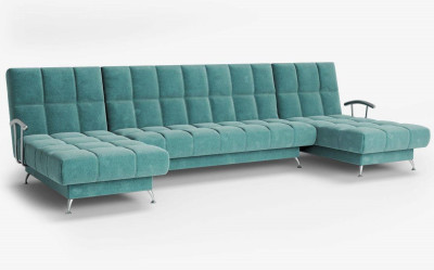 Диван Финка-2 п-образный с подлокотниками велюр бирюзовый