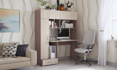 Письменно-компьютерный стол ПКС-1 ясень шимо темный/светлый