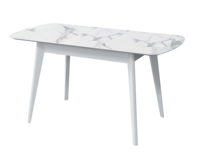 Стол обеденный Прайм раздвижной 1400/1720мм мрамор белый/белый
