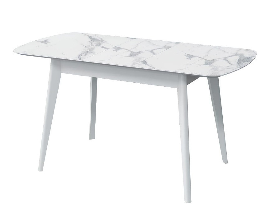 Стол обеденный Прайм раздвижной 1400/1720мм мрамор белый/белый