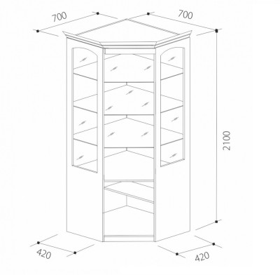 Шкаф-витрина Гармония-4 угловая  МЦН