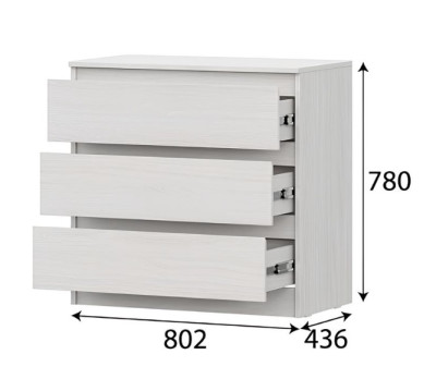 Комод 3 ящика Бриз-1 Ясень Анкор Светлый