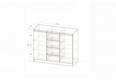 Комод "Бриз-1" 4 ящика, 2 створки