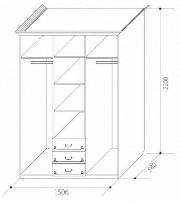 Шкаф 3-х створчатый с ящиками Ивушка-5