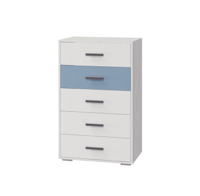 Комод Стич, ясень анкор светлый/белый, серо-голубой