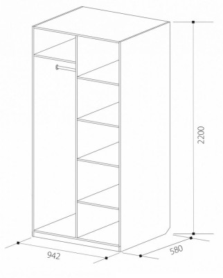 Шкаф 2-х створчатый для платья и белья Ивушка-5