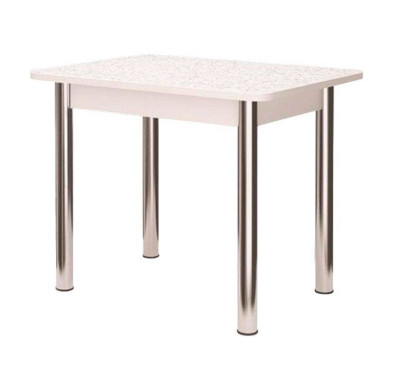 Стол заоваленный ПФ-130 800*590мм сахара белая/белый/хром брифинг