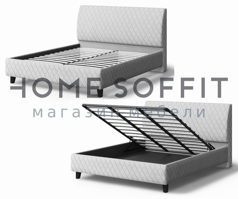 Кровать ХИЛТОН велюр Бренди лайт 28 серый (на опорах, б/основания, б/матраса)