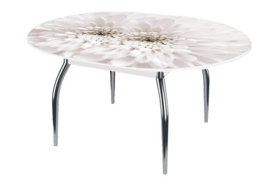 Стол круглый Бостон раздвижной, фотопечать Флоренс/белый/хром триумф