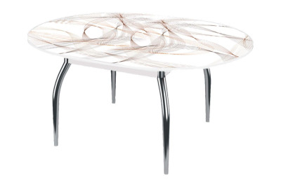 Стол круглый Бостон раздвижной, фотопечать Фэнтази белый/хром триумф