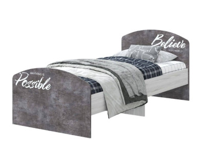 Кровать Оливер ясень анкор/камень темный с фотопечатью 900*2000 мм