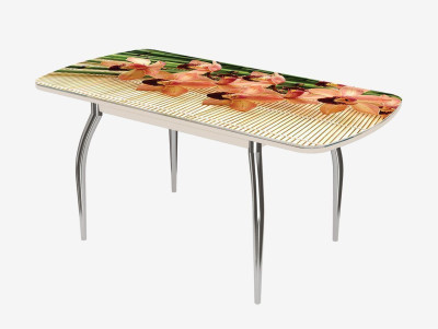 Стол раздвижной Бостон-3 ф/п Бамбук, 1100*700 мм, дуб атланта/хром триумф