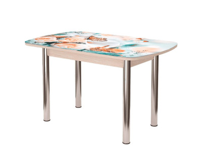 Стол Бостон ф/п Бабочки, 1100*700 мм, дуб атланта/хром брифинг