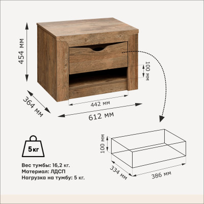 Тумба прикроватная 33.12 Лючия бетон