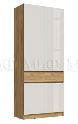 Шкаф 2-х створчатый Роджина Дуб крафт/Белый глянец