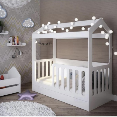 Детская кровать-домик с ящиком белый