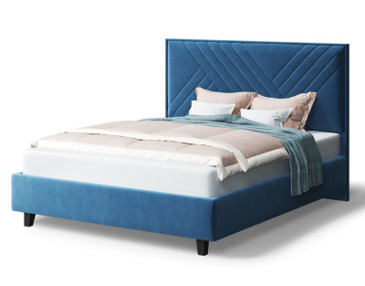 Кровать МИРА 2000*1400мм (на опорах), велюр Бренди лайт 08 (синий), (б/основания, б/матраса)