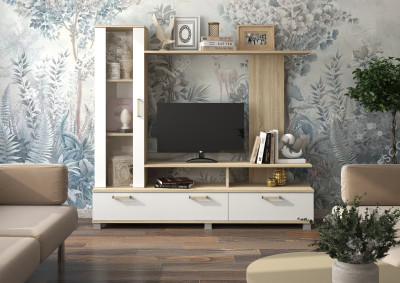 Гостиная Соло-6 дуб сонома-белый глянец