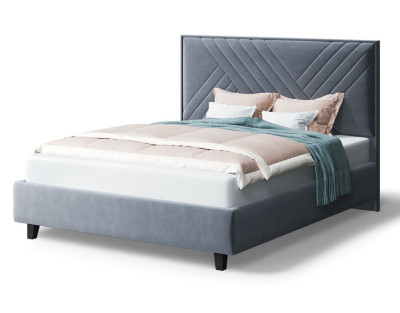 Кровать МИРА 2000*1400мм (на опорах), велюр Бренди лайт 28 (серый), (б/основания, б/матраса)