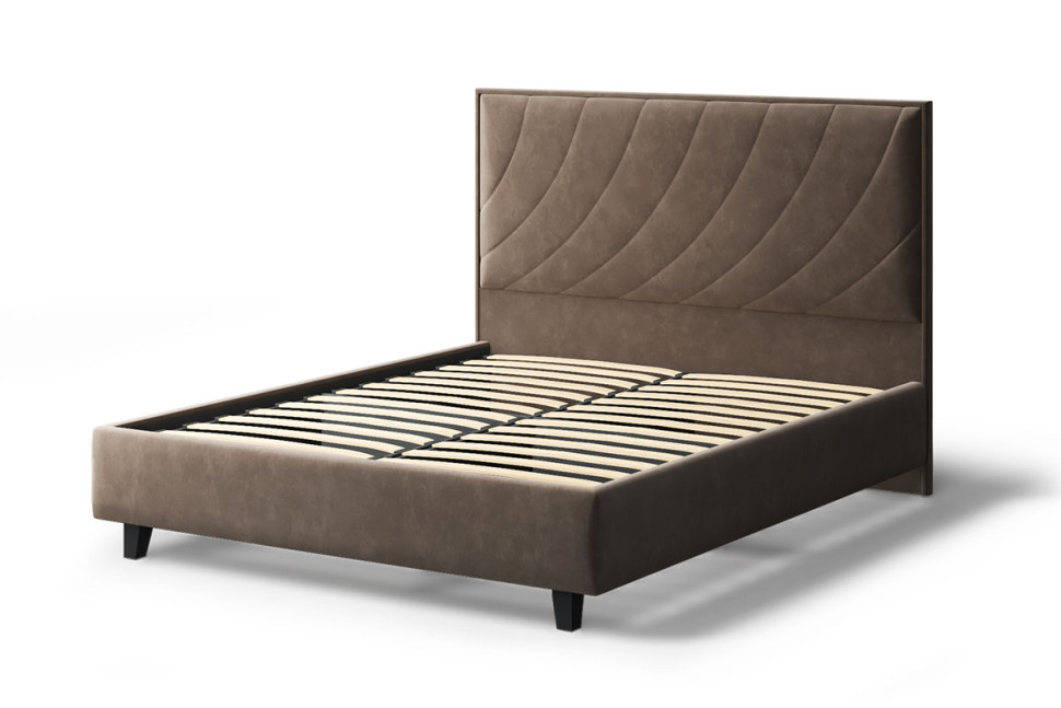 Кровать СОФИЯ 2000*1800мм (на опорах), велюр Бренди лайт 29 (коричневый), (б/основания, б/матраса)