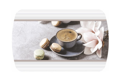 Стол Бостон-3 раздвижной, фотопечать Кофе макарун/белый/хром брифинг