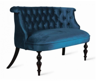 Диван Бархат34 синий-темный орех