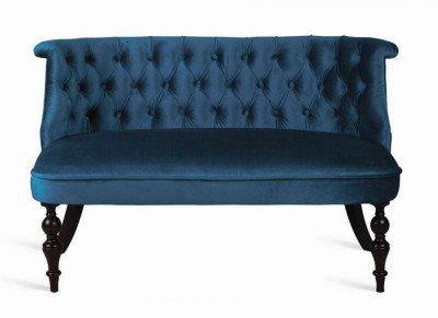 Диван Бархат34 синий-темный орех