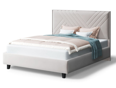 Кровать МИРА 2000*1600мм (на опорах), велюр NEO 02 (бежевый), (б/основания, б/матраса)