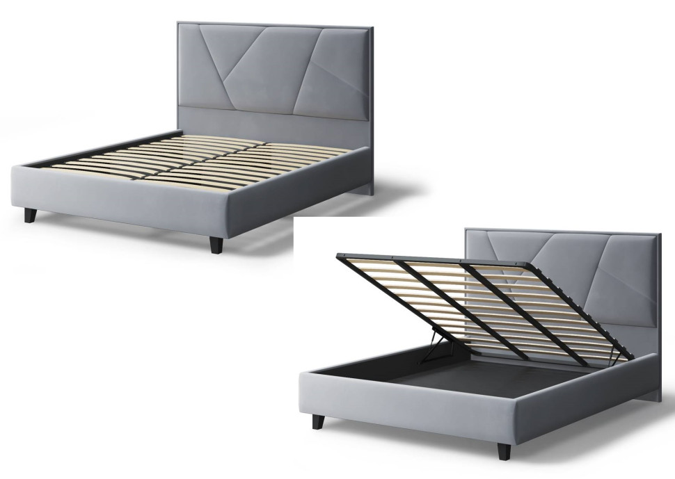 Кровать Ингрид, 1200*2000 мм, на опорах, серый