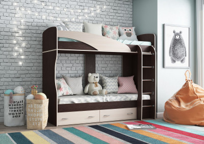 Кровать двухъярусная Мийа (А) с ящиками