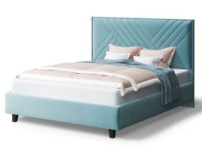 Кровать МИРА 2000*1600мм (на опорах), велюр NEO 22 (бирюзовый), (б/основания, б/матраса)
