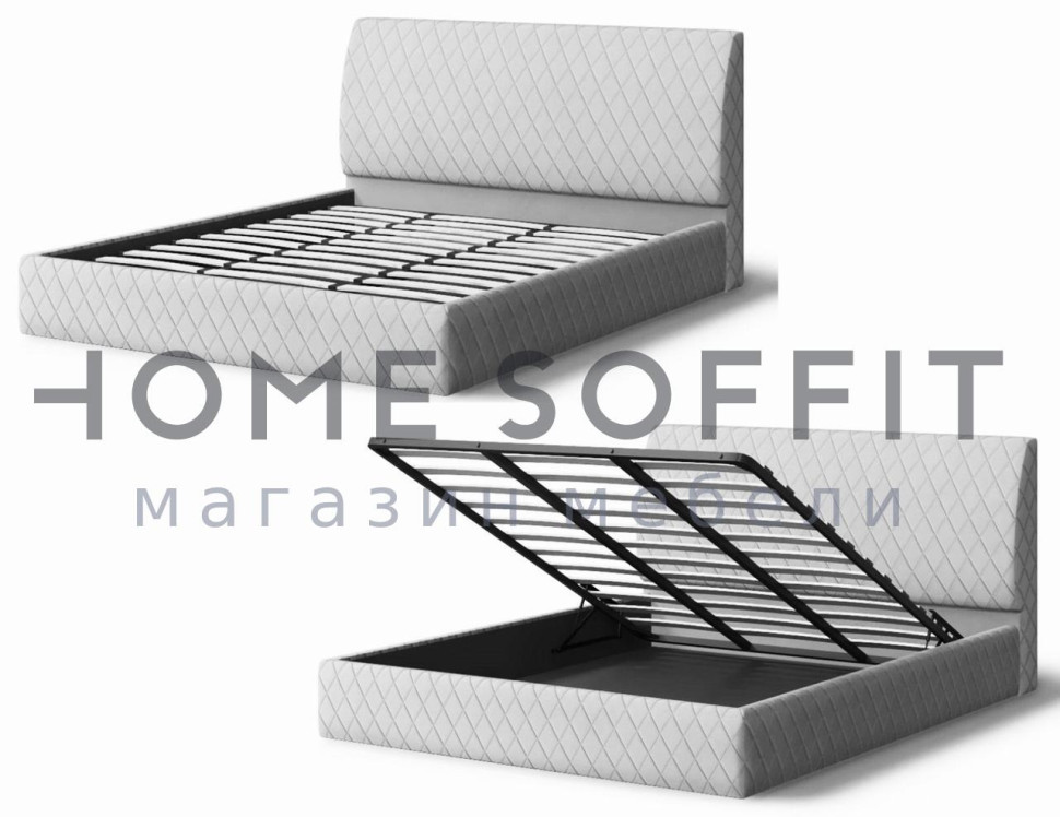 Кровать ХИЛТОН велюр Бренди лайт 08 синий (без опор, б/основания, б/матраса)