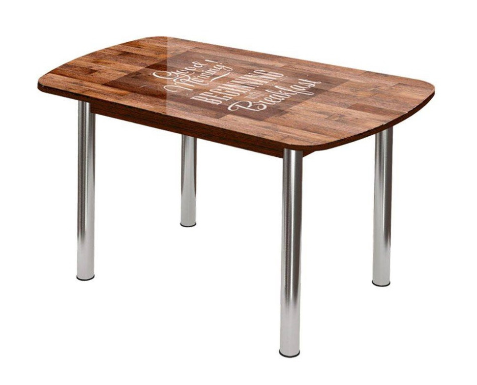 Стол овальный Бостон 2, фотопечать Капучино/венге/хром брифинг