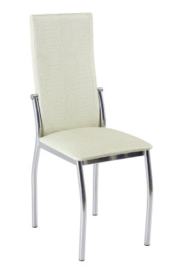 Стул В-610 кожа-бело золотой крок матовый ножки хром люкс (2шт)