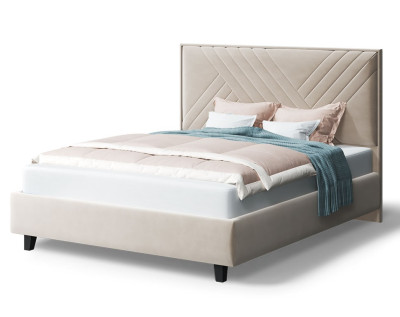 Кровать МИРА 2000*1600мм (на опорах), велюр Бренди лайт 03 (бежевый), (б/основания, б/матраса)