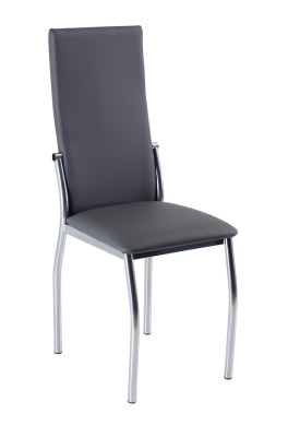 Стул В-610 кожа-темно-серый (3022) ножки хром люкс (2шт)